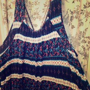 Torrid Blue Patterned Asymmetrical Tank Top